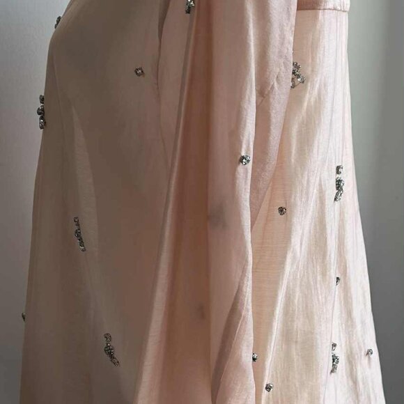 Zara Blush Pink Lyocell Semi-Sheer Crystal-Embellished Button Blouse – US XS - Picture 6 of 12